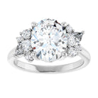 14K white gold Oval-cut Diamond Cluster Engagement Ring Setting