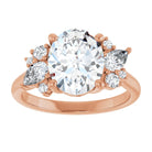 14K rose gold Oval-cut Diamond Cluster Engagement Ring Setting