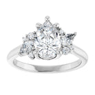 14K white gold Pear-cut Diamond Cluster Engagement Ring Setting