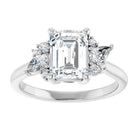 14K white gold Emerald-cut Diamond Cluster Engagement Ring Setting