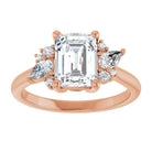 14K rose gold Emerald-cut Diamond Cluster Engagement Ring Setting