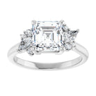 14K white gold Asscher-cut Diamond Cluster Engagement Ring Setting