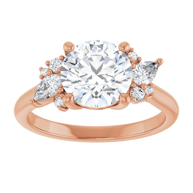 14K rose gold Round-cut Diamond Cluster Engagement Ring Setting