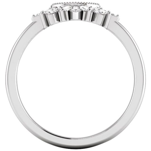 Side View of a Fan Diamond Contour Ring in White Gold