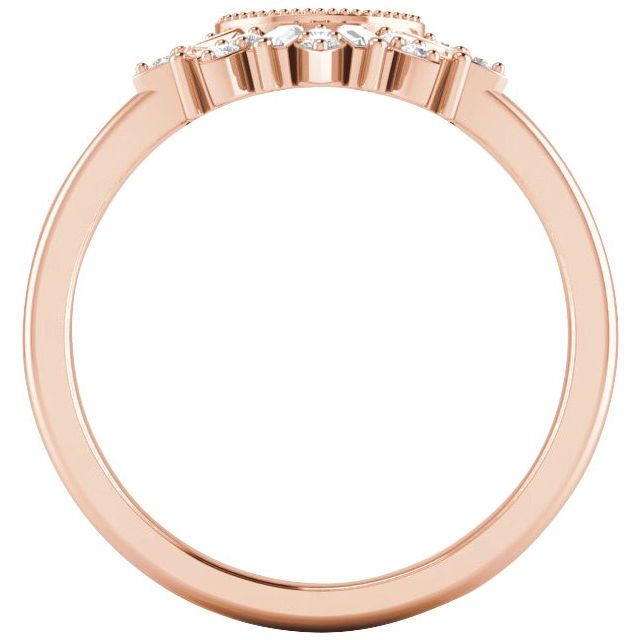 Side View of a Fan Diamond Contour Ring in Rose Gold