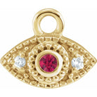 Tiny Diamond Evil Eye Charm, Ruby Tiny Diamond Evil Eye Charm, 14K yellow gold Tiny Diamond Evil Eye Charm