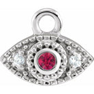 Tiny Diamond Evil Eye Charm, Ruby Tiny Diamond Evil Eye Charm, 14K white gold Tiny Diamond Evil Eye Charm