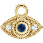 Tiny Diamond Evil Eye Charm, Sapphire Tiny Diamond Evil Eye Charm, 14K yellow gold Tiny Diamond Evil Eye Charm