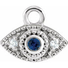 Tiny Diamond Evil Eye Charm, Sapphire Tiny Diamond Evil Eye Charm, 14K white gold Tiny Diamond Evil Eye Charm